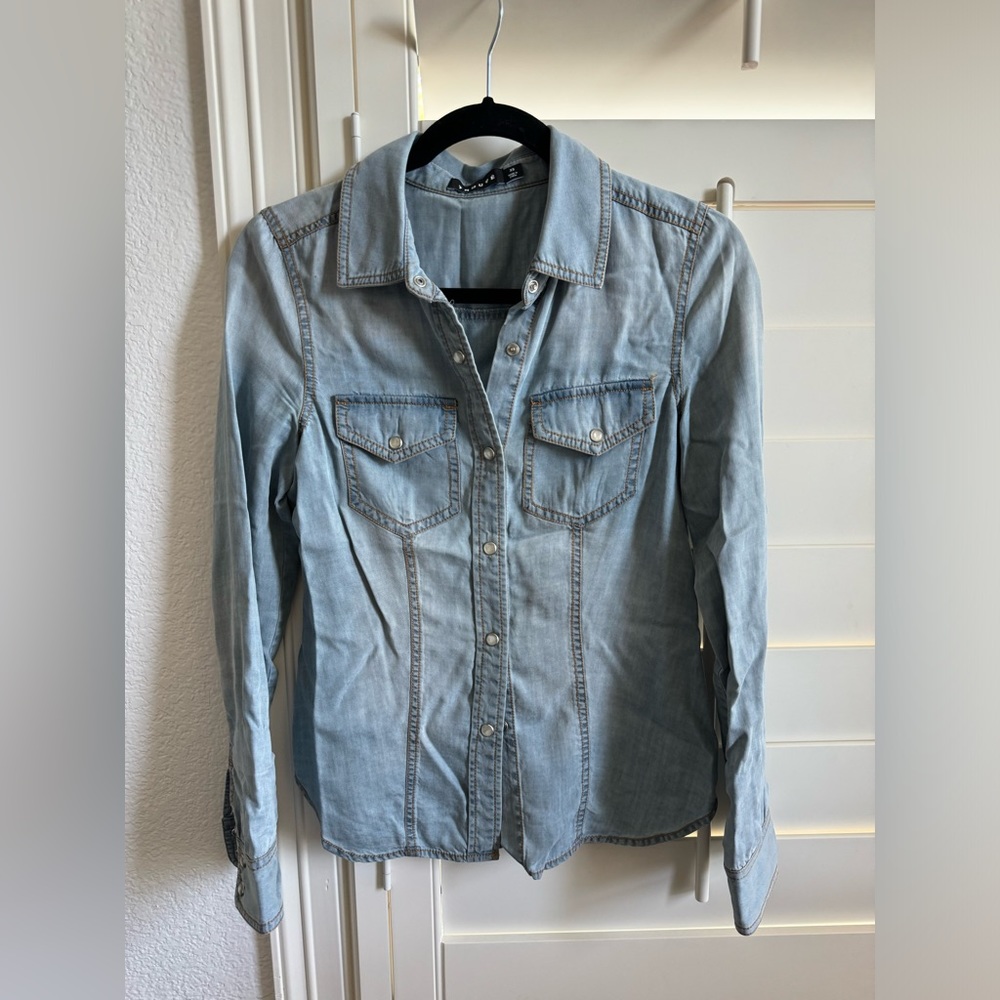 Trouvé chambray shirt with pearl snap buttons